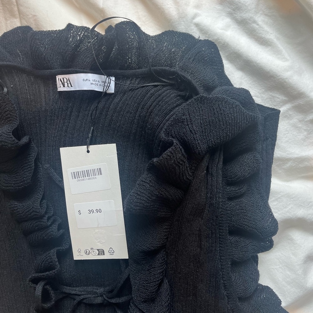 Zara Charcoal Ruffled Blouse